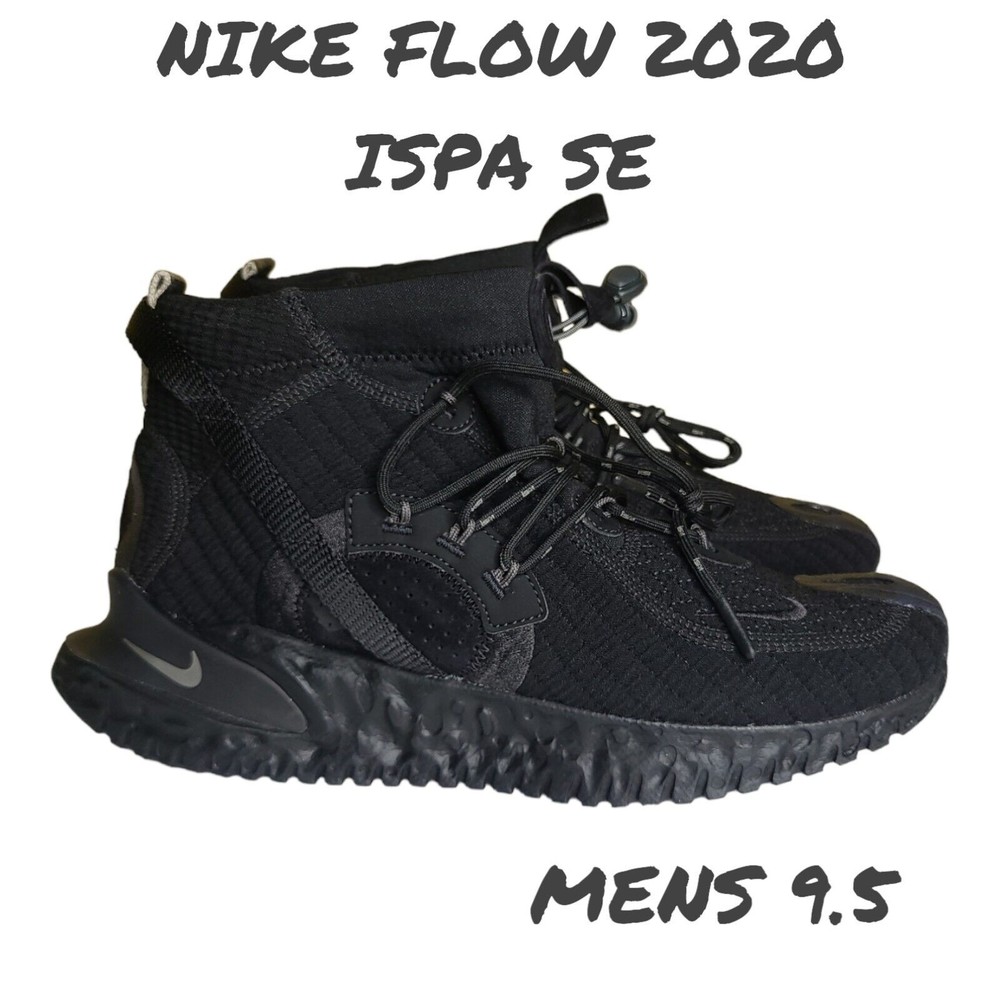 Nike Flow 2020 ISPA SE, Shoes, Black Metallic Silver, CW3045 002, Mens Size 9.5